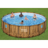 Каркасный бассейн BESTWAY POWER STEEL РОТАНГ 488х122 см, 19480 л + фильтр-насос BESTWAY 5678 л/ч, тент, лестница 56725 BW